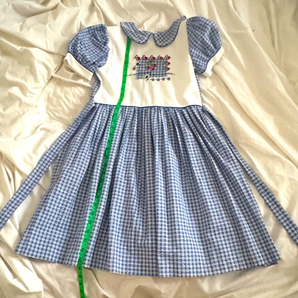 French  all cotton gingham with embroidered bodice. Size 10.
